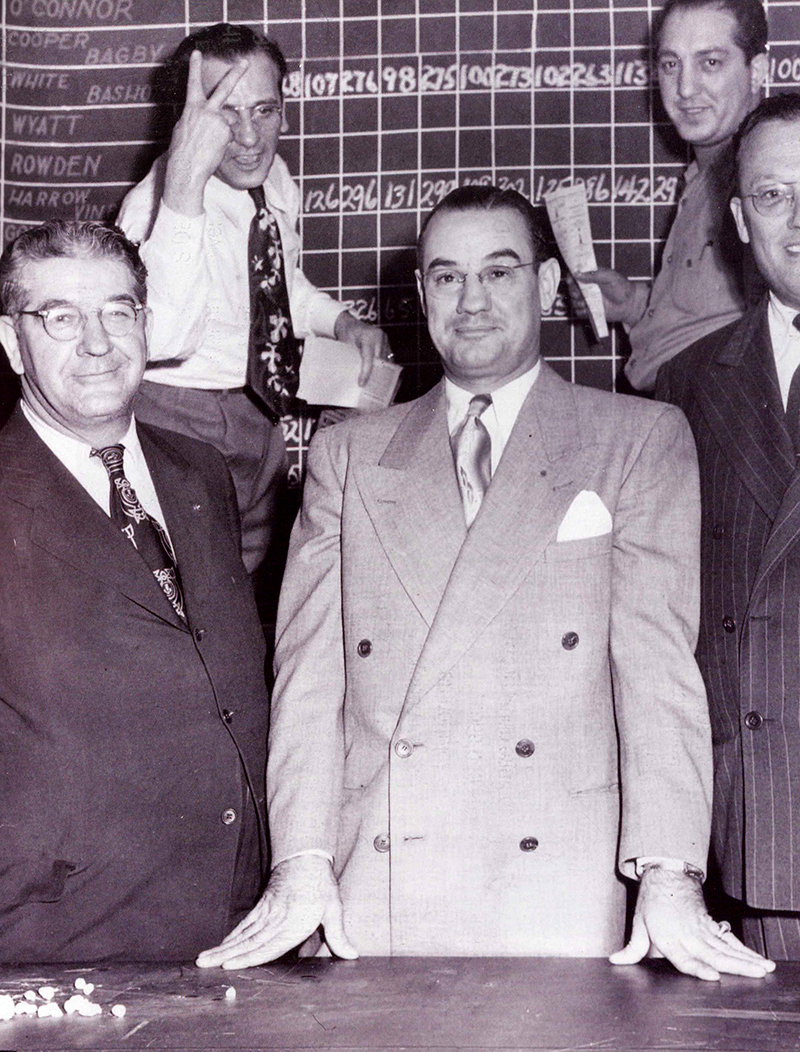 Charles Binaggio posing on election night in 1948